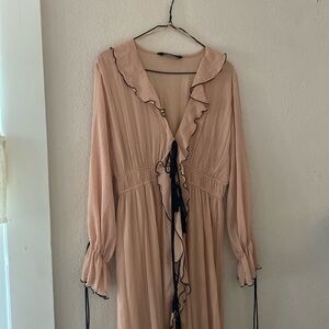 Zara peach chiffon dress xl